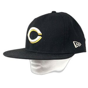 New Era 59FIFTY Cincinnati Reds Wool Fitted Cap Hat Size 8 VTG True Fitted Black